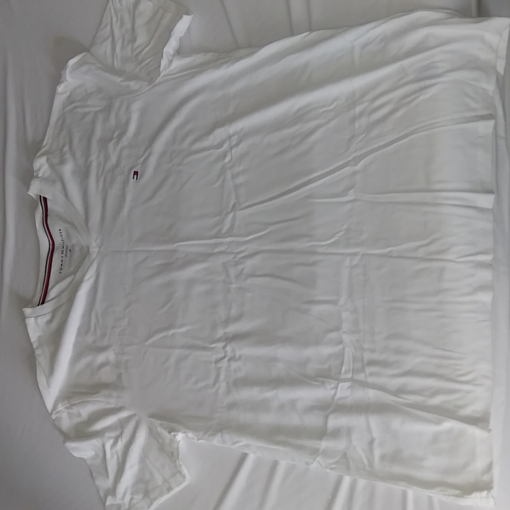Mens Tommy Hilfiger white V neck short sleeve